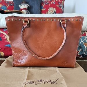 Patricia Nash Cognac Leather Studded Tote